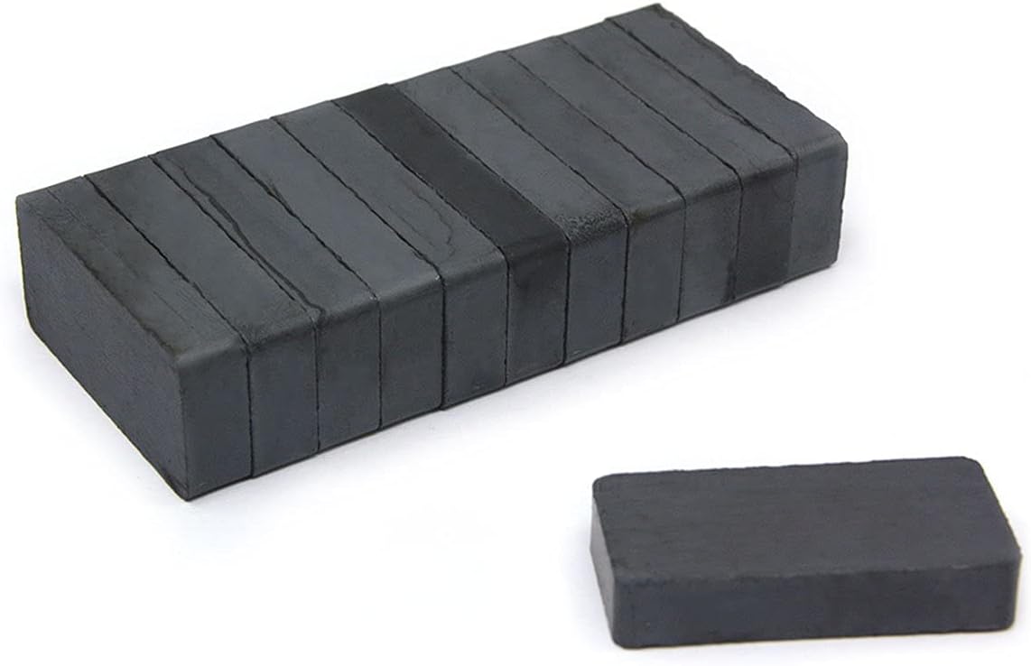 Ceramic Magnet 1 7/8" x 7/8" x 3/8" Rectangular Magnets, Package of 12 Ceramic 8 Hard Ferrite Magnets