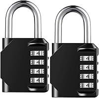 AIHYTU 4 Digit Resettable Combination Padlock 2 Pack - Waterproof Heavy Duty for Gym School Lockers, Gates, Toolboxes, Fences