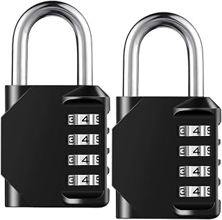 AIHYTU 4 Digit Resettable Combination Padlock 2 Pack - Waterproof Heavy Duty for Gym School Lockers, Gates, Toolboxes, Fences