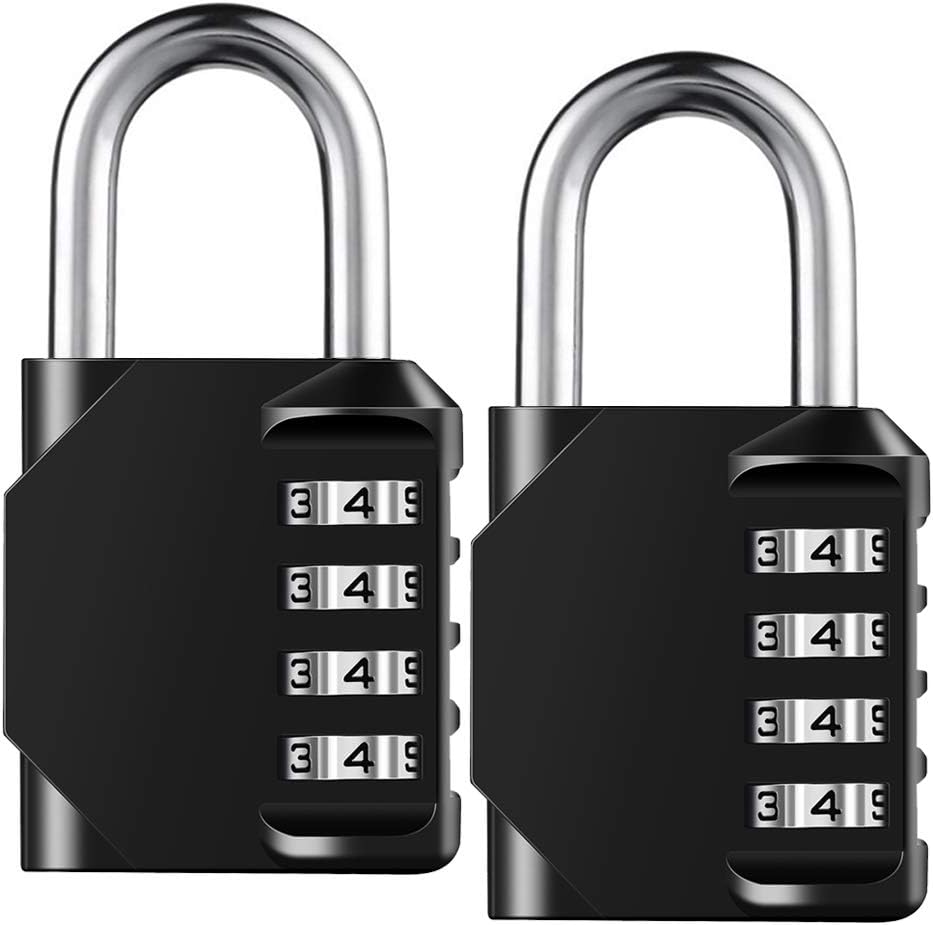 Combination Lock, Resettable 4 Digit Padlock with Combination Waterproof Heavy Duty Combination Padlock, Outdoor School Gym Locker, Fence Gate, Toolbox, Employee Latch Locker - 2 Pack