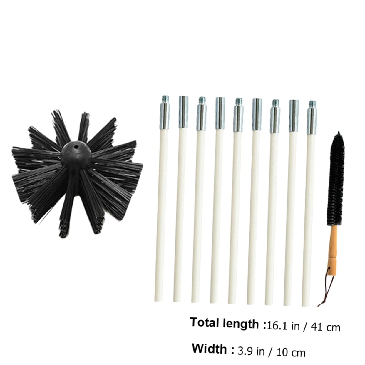 Garneck Scovolino Canne Fumarie in Nylon Manico in Legno, per Pulizia Condotti Asciugatrice e Riduzione Tempi di Asciugatura, Set 9 Aste Flessibili
