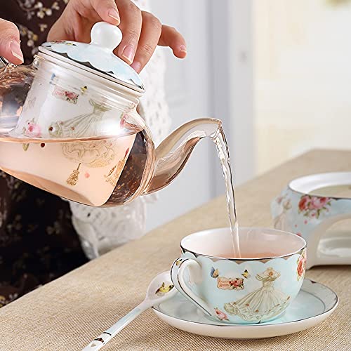 Nfguy Bone China Coffee Cup Set Porcelain Teapot Afternoon Teaware Creative Gift #TOP4