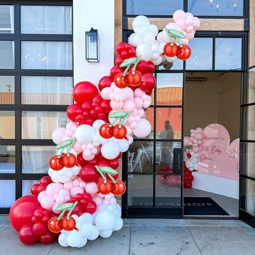 Image of Cherry-Balloons Summer-Birthday-Balloon 6PCS 20inch Red Fruit Cherry Themed Balloons Happy Birthday Party Decorations Wedding Baby Shower Supply