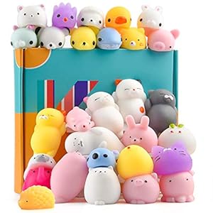 KUUQA Squeeze knijpspeelgoed, 30 stuks zachte squishies paasei-vullingen, speelgoed, leuke mini-panda, kat, konijnen…