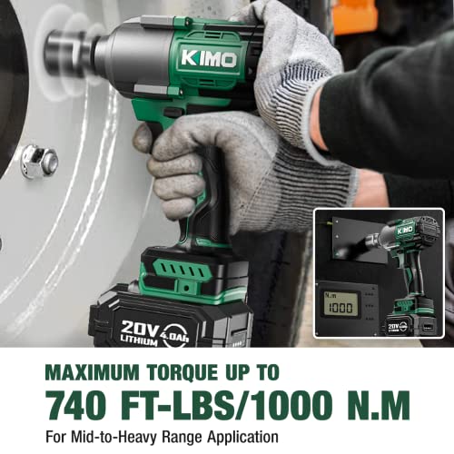 Kimo Impact Wrench 1/2 Cordless With 1000 N.m / 740 Ft-Lb High Torque+Cordless Leaf Blower & Vacuum, 2-In-1 20V Leaf Blower Cordless With Battery And Charger #TOP3
