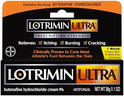 Lotrimin Ultra 1 Week Athlete’s Foot Treatment, Prescription Strength Butenafine Hydrochloride 1%, Cures Most Athlete’s Foot Between Toes, Cream, 1.1 Oz