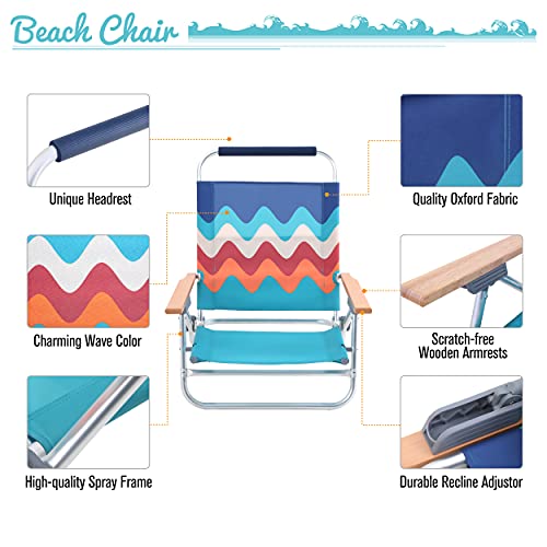 ALPHA CAMP Lightweight Folding Beach Chairs with Wooden Armrests #TOP22