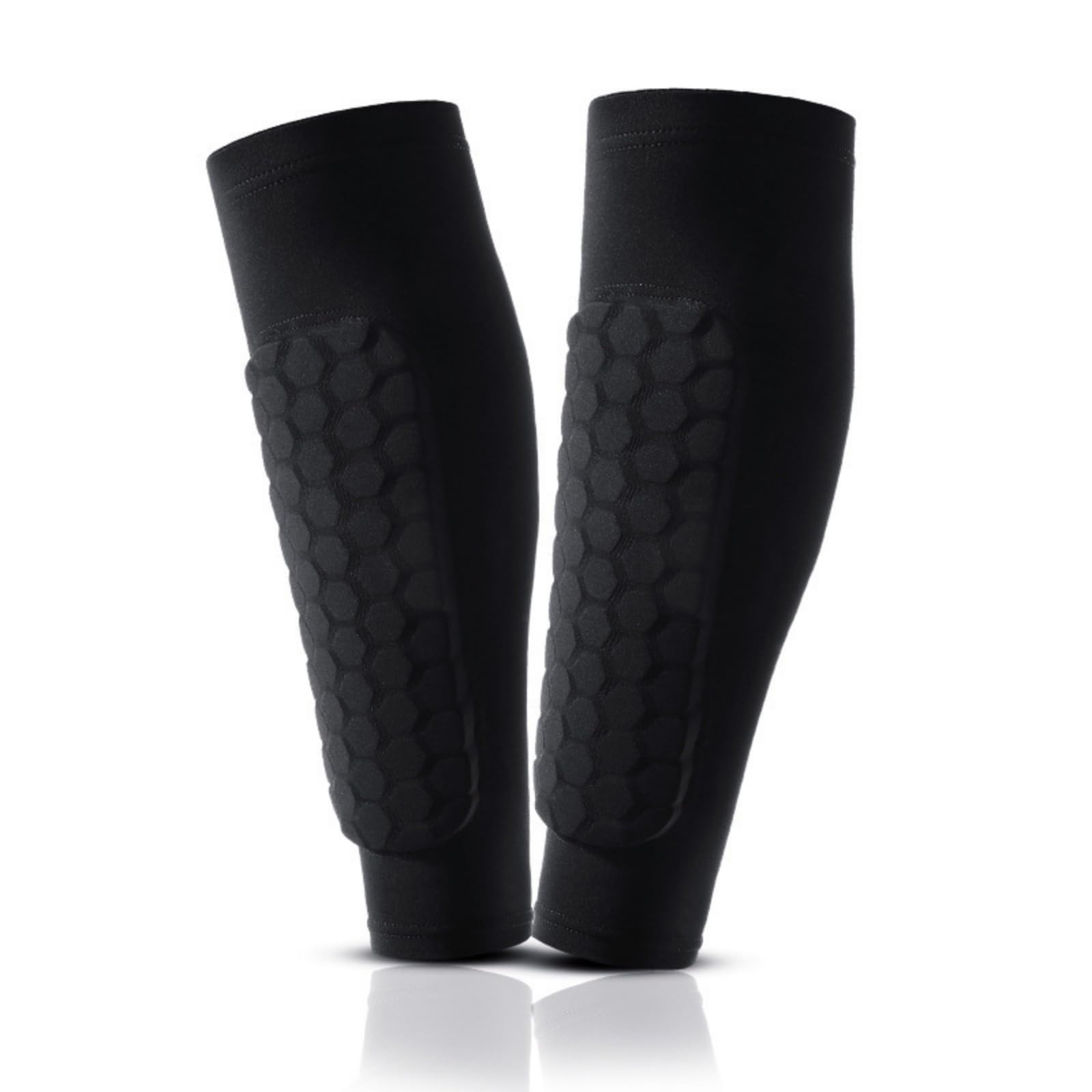 Kids Shin Protector Anti-Collision Soccer Shin Guard Sleeve Breathable Leg Padding Sleeve for Horse Riding, Running, M, Black PAIR-image-16