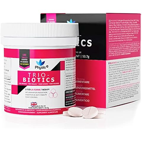 Physis Oral Probiotics for Women | 180 Tablets | Thrush, Cystitis, UTI & Bacterial Vaginosis Treatment | Probiotics for Women Gut Health | 3in1 Healthy Gut Flora, Reduces Bloating & Yeast Control Cover