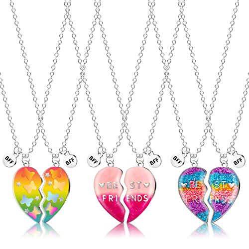 6 Pieces Best Friend Necklaces Bff Necklaces Friendship Necklaces for Girls Friend Jewelry for Kids Best Friend Heart Necklaces Christmas Presents