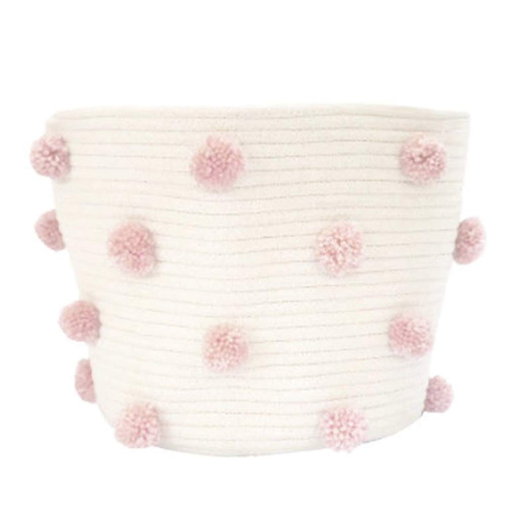 Cestas de almacenamiento con pompones de tela para bebés, para niños, niñas, oficina, dormitorio, ropa, juguetes