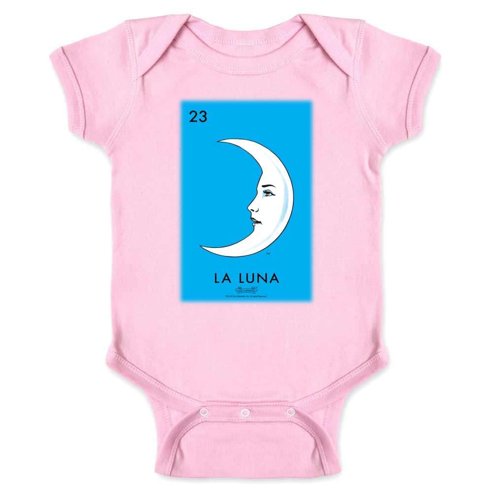 La Luna Moon Loteria Card Mexican Graphic Bodysuit Tee for Toddler Latina Shirt Pink 6M
