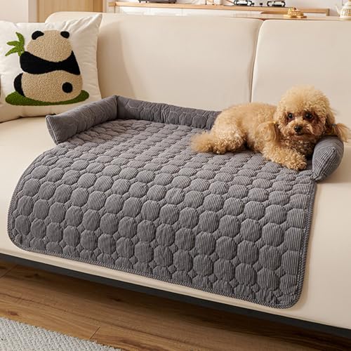 ZF YLYH Sofa Hundebetten Hund Matte Sofaschutz: Comfort Hundematten 75cm Universelles Haustierbett mit Nackenrolle Antirutsch Hundebett Sofa-Auflage Möbelschutz (Dunkelgrau)