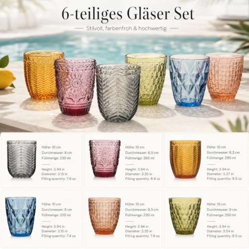 Foto von Sänger Porto Gläser Set 6-tlg für 6 Personen, Trinkgläser aus Glas 310 ml