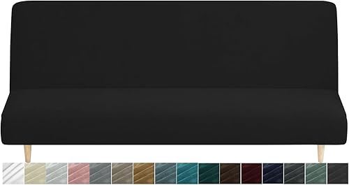 MAXIJIN Funda de terciopelo para futón, tamaño matrimonial, elástica, gruesa, suave, sin brazos, protector de muebles con parte inferior elástica,
