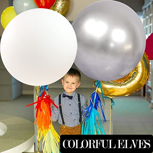 Image of Large Metallic Silver Balloons 36 Inches 4 Pack Giant Jumbo Big Round Chrome Balloon for Wedding Party Decoration (Silver)
