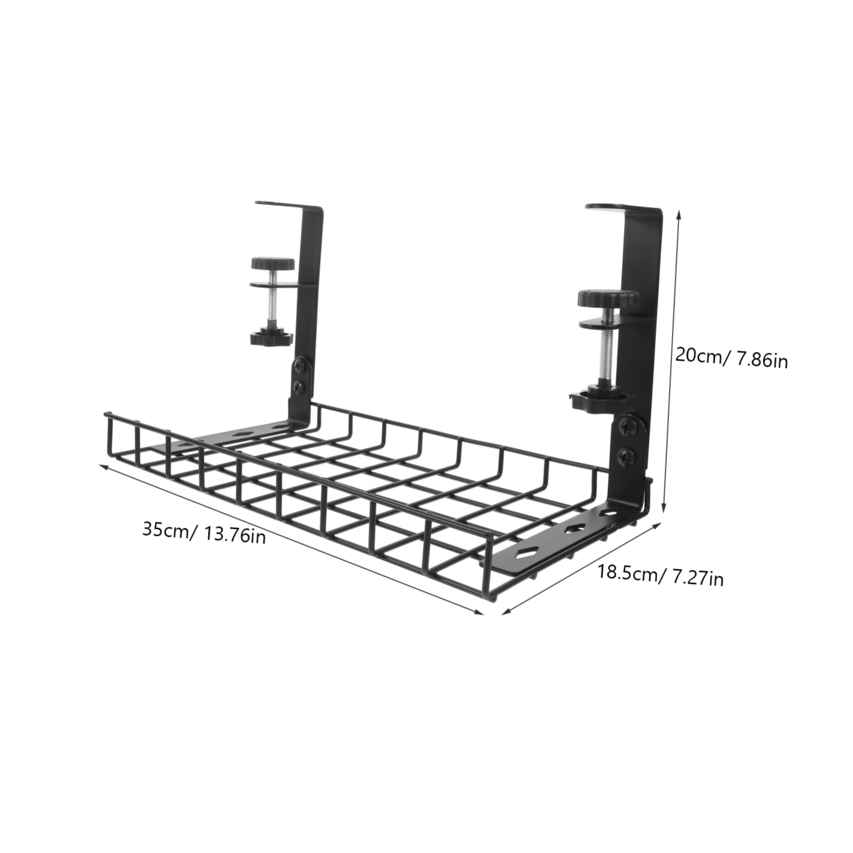 Bandeja para Cables de Escritorio sin Taladros, Hierro Negro | Ajuste de Sujeción 1, 8-5, 7cm, Gran Capacidad de Almacenamiento, Oficina y Juegos