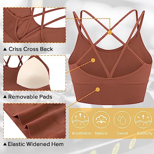 Image of Sykooria 3 Pack Strappy Sports Bra for Women Sexy Crisscross for Yoga Running Athletic Gym Workout Fitness Tank Tops