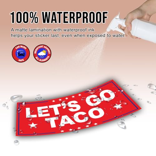 Image of Subtle Let's Go Taco Bumper Sticker Anti Funny Leftist Feminist Social Justice Human Rights Red Vinyl Decal for Car Truck, Waterproof UV-Resistant 7.5x3.75in