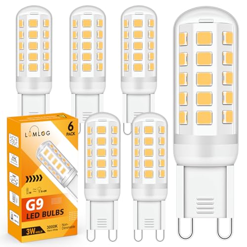 Lumlog G9 Led Bulbs, 3W Warm White Light Bulbs, Equivalent to 30-40W Halogen, 400Lm, 3000 Kelvin 220-240V No Flicker Non-Dimmable Energy Savingor Lighting Decor [Energy Class D] (6 Pack)
