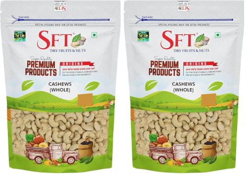 Image of SFT Pure Cashews Whole /Kaju, 500g, Nutritious & Delicious, Premium Kaju nuts, Rich in Protein, Magnesium & Phosphorus, Deluxe Size & Crunchy Nuts (Pack of 2)