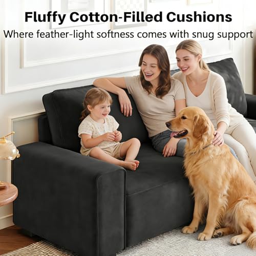 Vesgantti 85\'\' Chenille Couch for Living Room, 3 Seater Comfy Sofa with Wide Armrest, Thick Spring Cushions, Modern Cloud Couch for Apartment, Office, Bedroom, Small Space, Chenille Dark Grey
