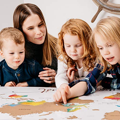 Scratch Off Map of The World | Deluxe Watercolor Wanderlust Edition | XL Size 36