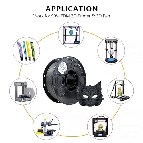 Image of iBOSS Matte PLA+ Filament Matte Black 1KG, 1.75mm 3D Printer Filament Dimensional Accuracy + /- 0.02mm, 1kg Carboard Spool (2.2lbs) for Most FDM 3D Printers