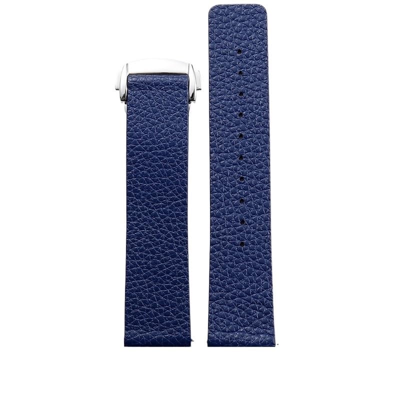 Bracelet Omega 19mm en cuir de vache véritable bleu raffinement élégant
