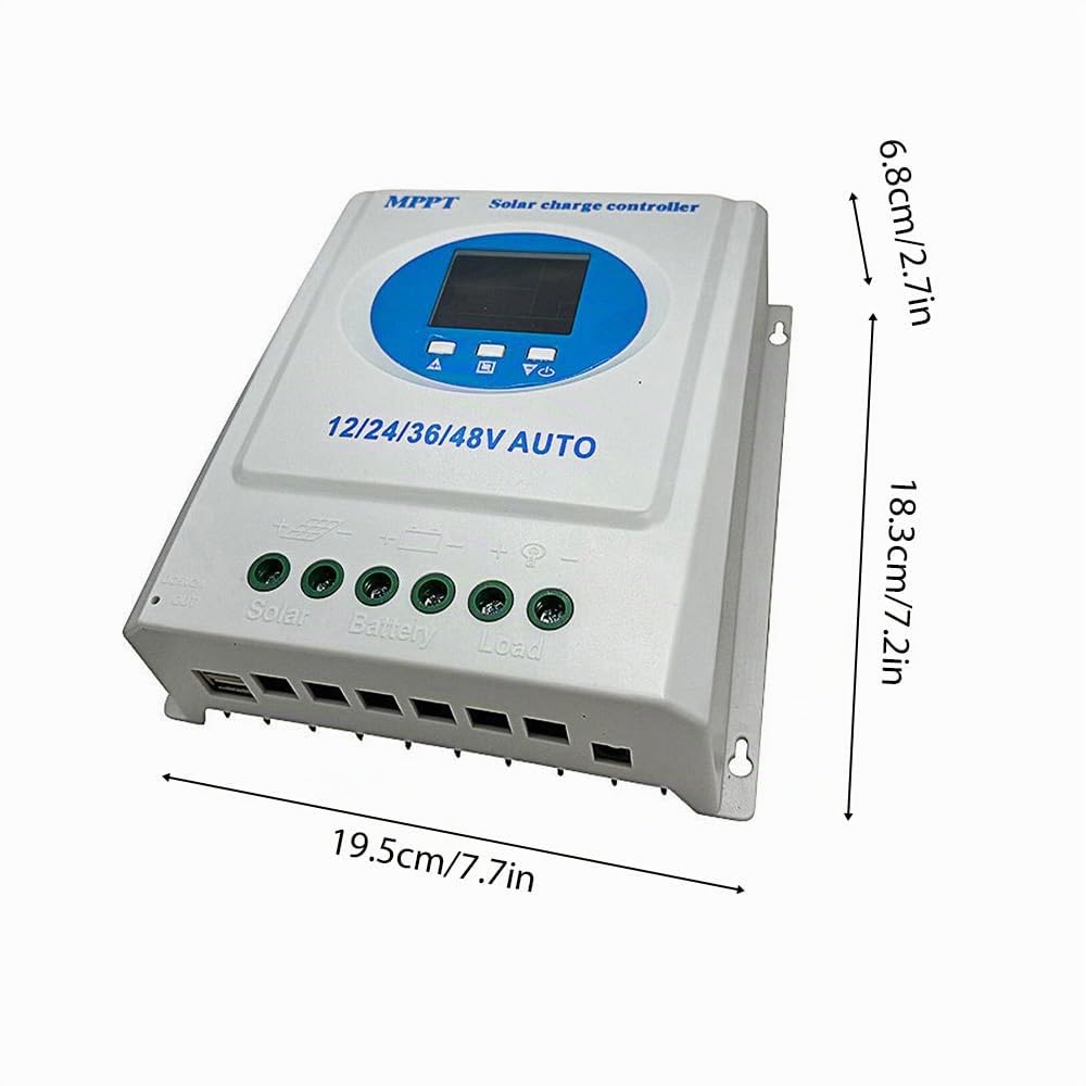 Controlador de carga solar MPPT 150A 12V 24V 36V 48V Controlador de carga de adaptación automática con Blacklight LCD Regulador inteligente para la batería de litio de plomo Dual (100A)