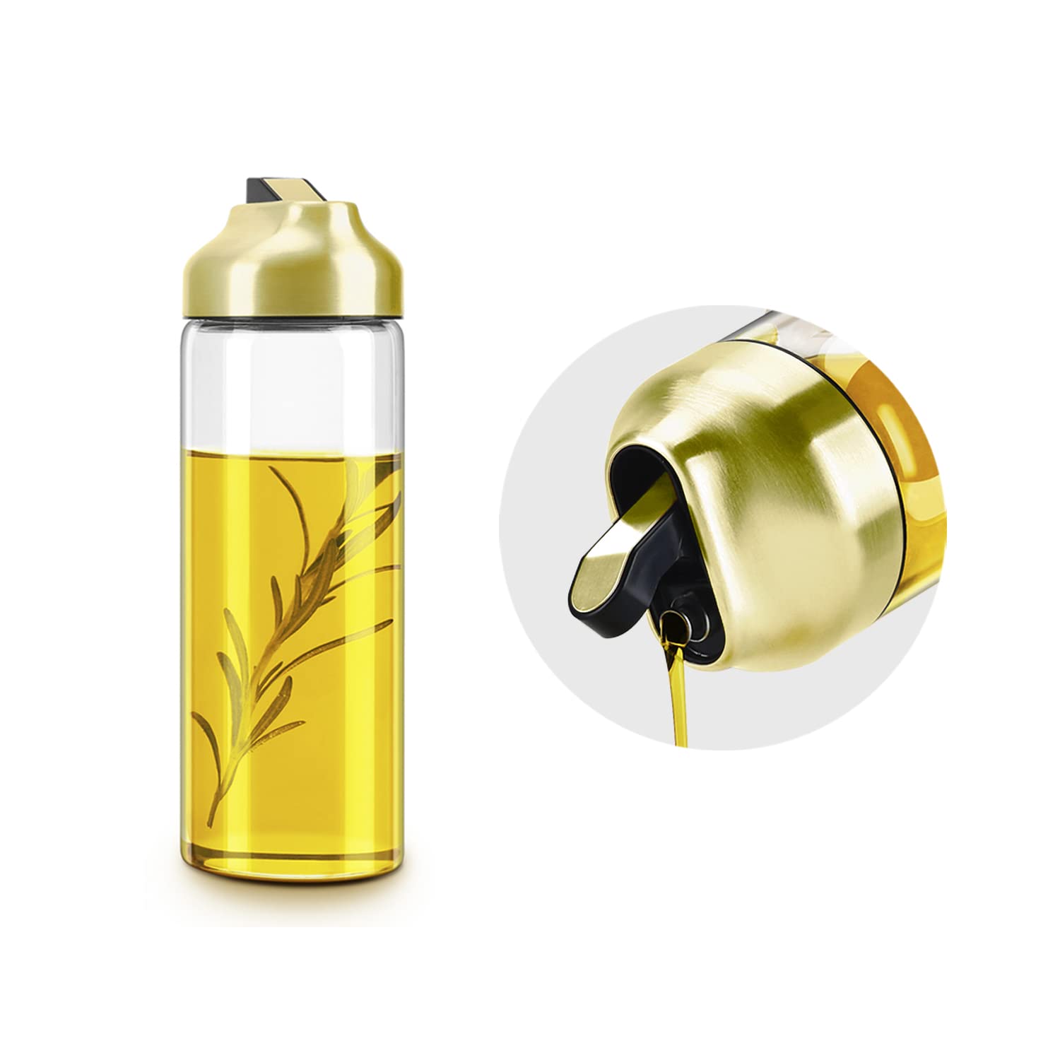 Aelga Gold Oil Dispenser - Gold Kitchen Accessories-Oil Dispenser Bottle for Kitchen with Stainless Steel Spout