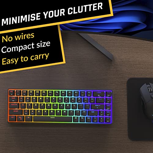 Klim Shift Wireless Mechanical Keyboard 60% - New 2023 - Hotswap Rgb Extra 69 Keycap Set - Backlit Keyboard Mini Wireless 2.4Ghz & Bluetooth 60% Percent Gaming Keyboard - Pc Gamer Win/Mac #TOP5