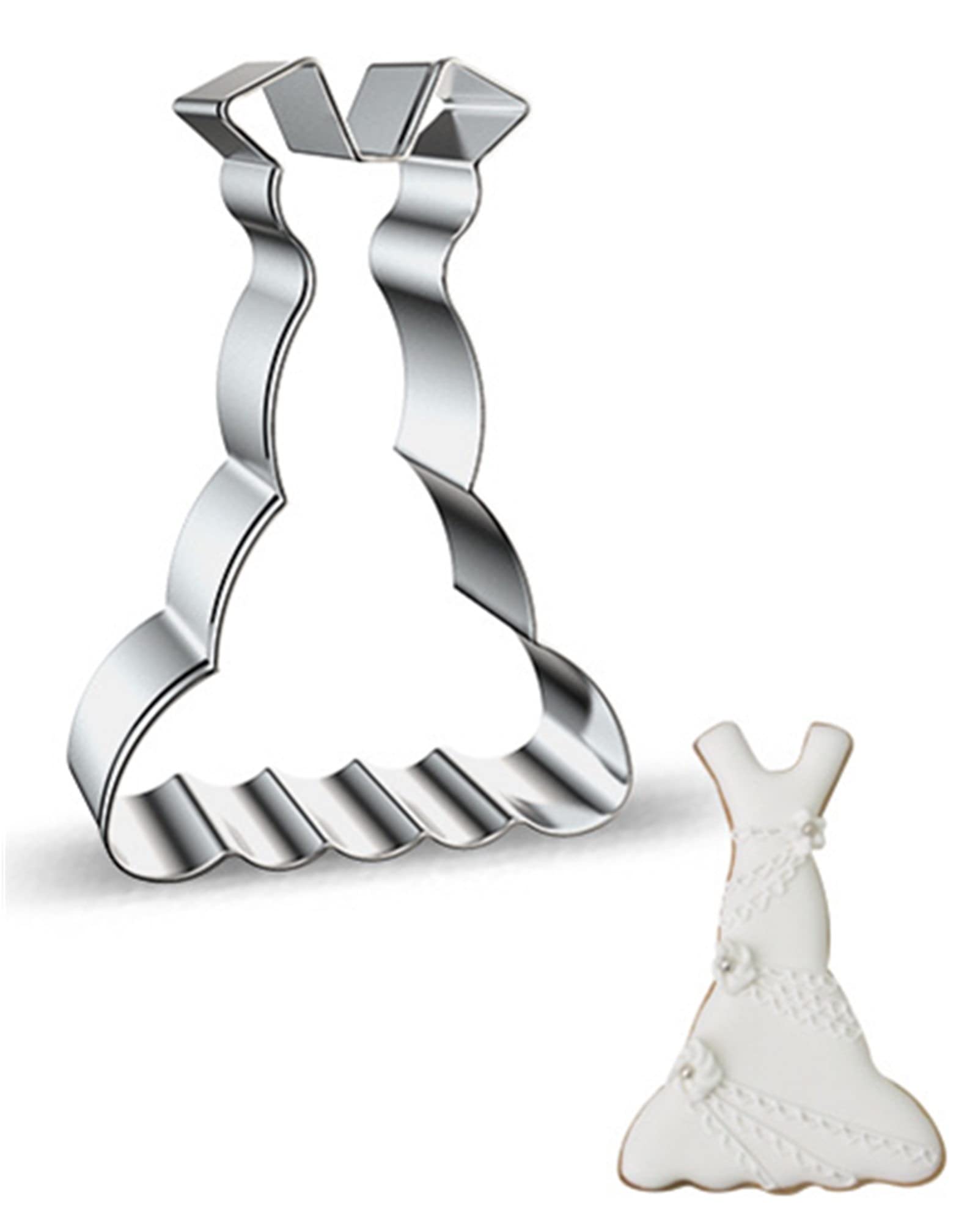Amazon.com: Large Size Dress Shaped Cookie Cutter, Stainless Steel  Sleeveless Mermaid Fishtail Princess Wedding Dress Cookie Cutter, 4.7  Inches: Home & Kitchen
