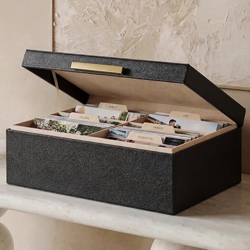 PU Leather Photo Box with 6 Compartments