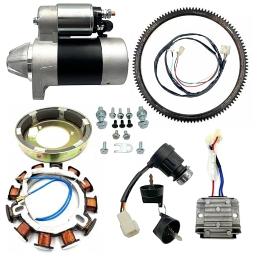 Diesel Electric Starter Motor kit with Flywheel Generator, Rectifier Voltage Regulator, FLYWHEEL Ring Gear, Ignition Key Switch 186F 186FA L100 Engine