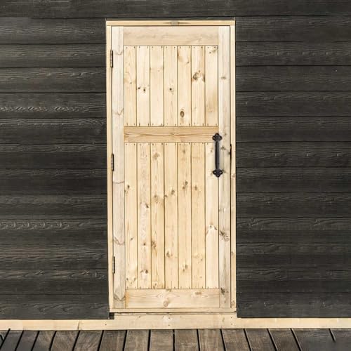 KLEHOPE Poignée Porte Coulissante Noire, Poignée de Porte Extérieure en Fer Forgé, Longueur 220 mm, Poignet de Portes Vintage avec Vis, Adaptée aux Remise, Garages, Granges, Placards – vue 5