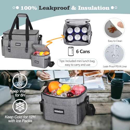 Image of INSMEER Rolling Teacher Bag with Wheels,Wheeled Teacher Tote Bag with Insulated Lunch Bag,with Padded Laptop Compartment