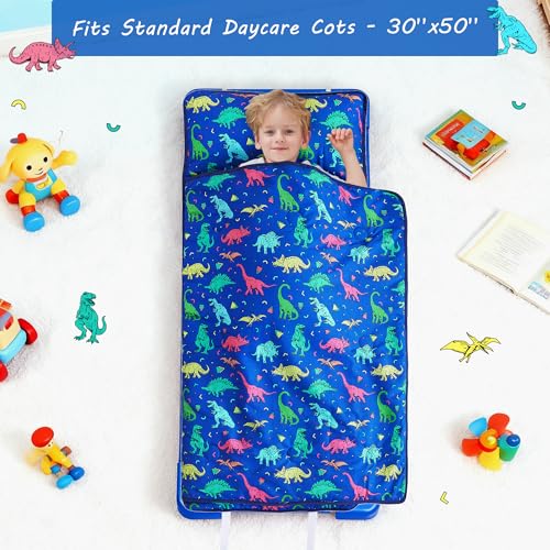 Image of Lasoftan Toddler Nap Mat with Pillow and Blanket, Extra Large Rolled Napping Mats,Slumber Bags for Boys Girls,Kids Sleeping Bag for Daycare, Preschool Travel Camping