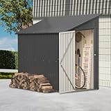 4x8 Ft Outdoor Metal Lean to Storage Shed - Garden Cabinet for Backyard & Patio, Black