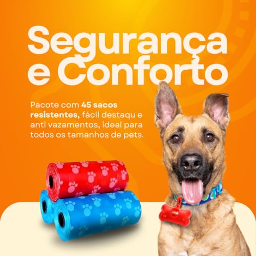 Kit Higiene Pet 03 Refil Rolo de Sacos de lixo Pet Cata Caca + 03 Porta Saquinhos, formato Osso + Em