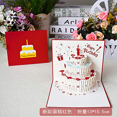 3D Pop-Up Geburtstagskarte – Handgefertigte Kuchen-Karte Mit Umschlag, Ca. 15 Cm