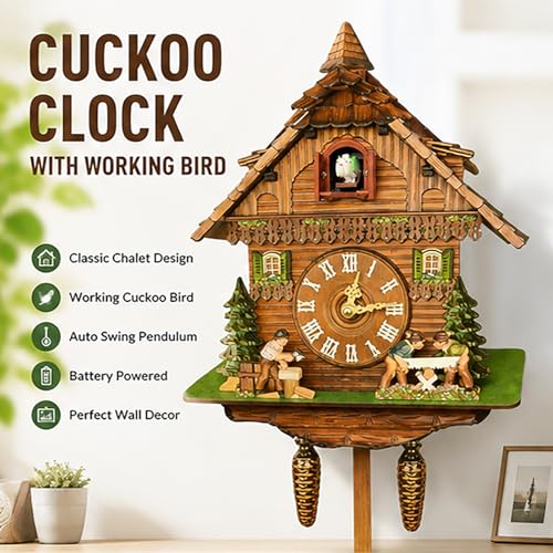 Reloj de cuco con pájaro funcional y control de volumen para pared CL009 3