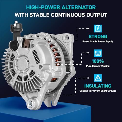Image of Alternator Compatible for Ford 07-14 Edge, 10-12 Fusion, 08-12 Taurus, for Lincoln 2010 MKS, 07-10 MKX, 07-12 MKZ, for Mercury 08-09 Sable, 3.5L 3.7L, 12V 150A 11273N PG11273 7T4T-10300-AD