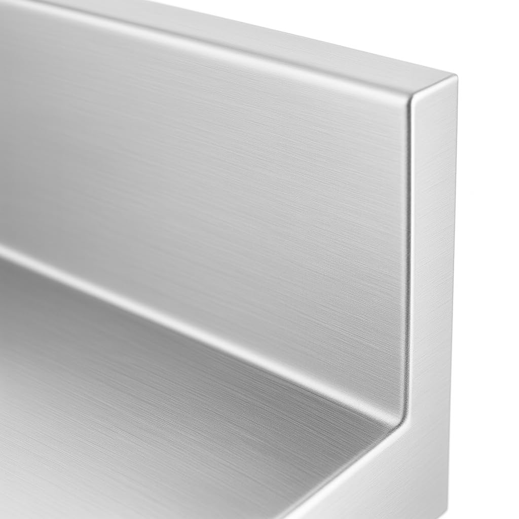 Genérico Mesa Inox Profesional Adosada - 800 x 600 mm - Estante inferior - Respaldo 100 mm - Capacidad 150 kg - Montaje Fácil