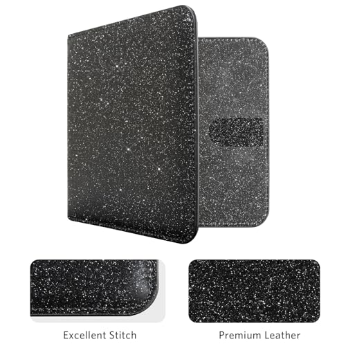 Image of CoBak Car Registration and Insurance Holder - Vehicle Glove Box Car Organizer, Auto Truck Comparment Accessories Case for Essential Document, Driver License, Cards (Glitter Black)