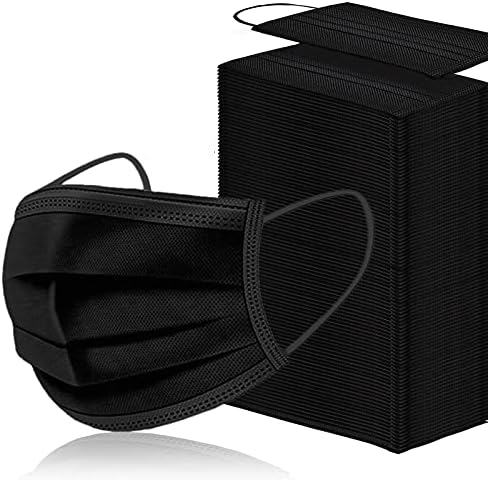 Miniatura 7 de 100 unidades, 50 máscaras desechables desechables, 3 capas máscaras faciales negras desechables