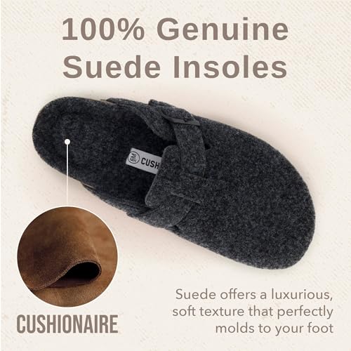 Image of CUSHIONAIRE Hana Womens Clogs | Comfortable Vegan Suede Clogs for Women | Slip On Potato Shoes with Cork Footbed & Arch Support | Memory Foam, Wide Widths Available