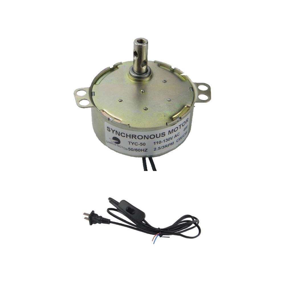 CHANCS Synchronous Turntable Motor Electric Motor2.5/3RPM/MIN 50/60Hz 4W CCW/CW AC100~127V Synchron Motor for Cup Turner,Cuptisserie Rotator