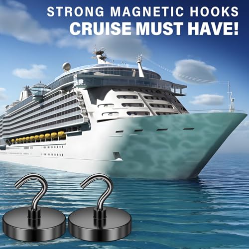 Image of FINDMAG 6 Pack Black Magnet Hooks, 150LB+ Magnetic Hooks for Cruise Cabins
