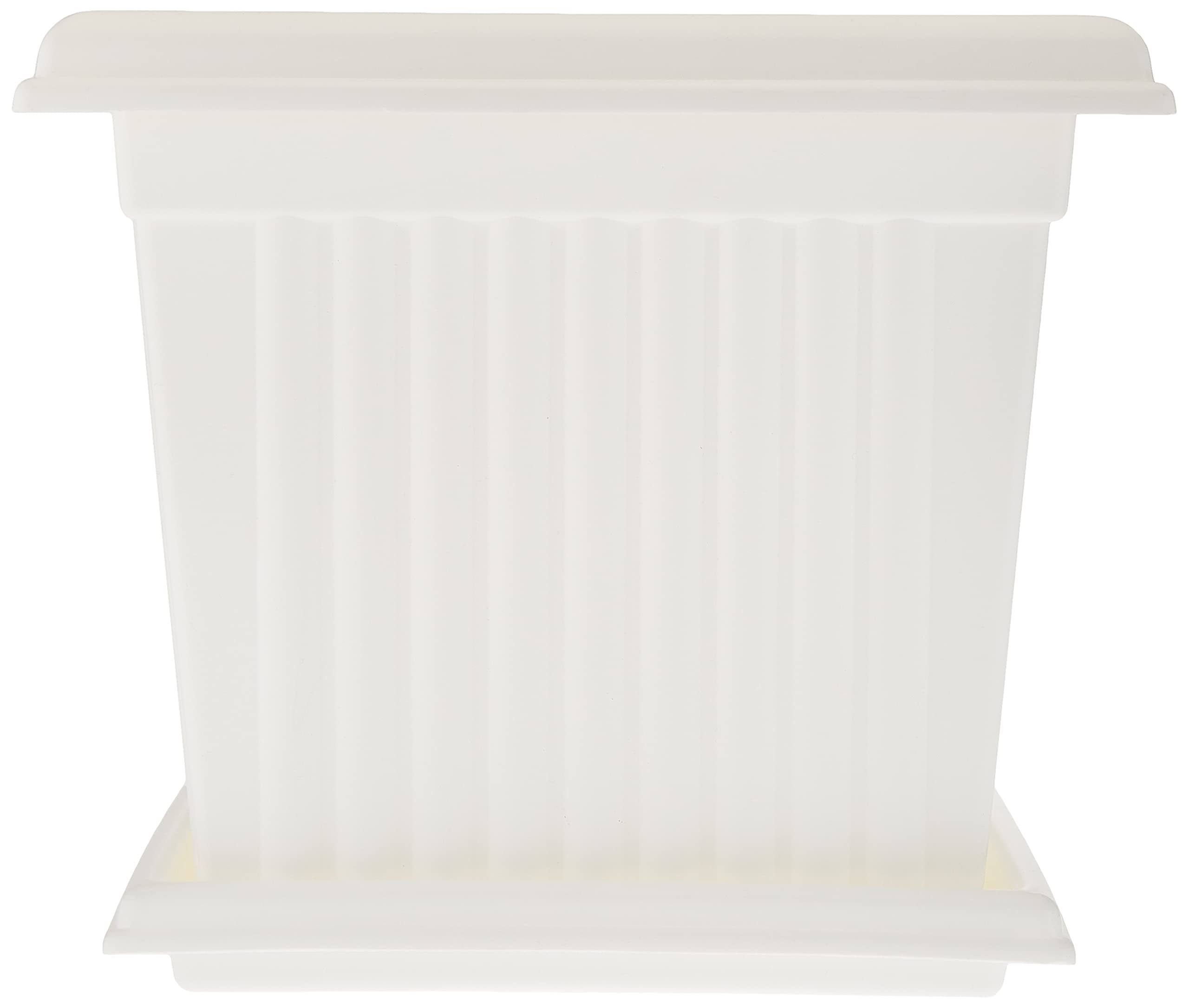 Cosmoplast Plastic Sqaure Planter 10 Liters With Tray, White, IFFPXX112WH